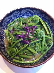 Fiddlehead Fern Salad with Violets